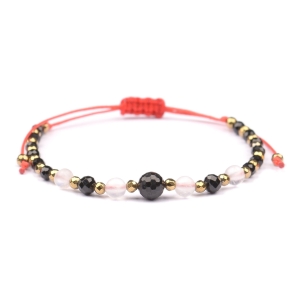 Bransoletka czarny TURMALIN Kamień Księżycowy HEMATYT ochrona miłość